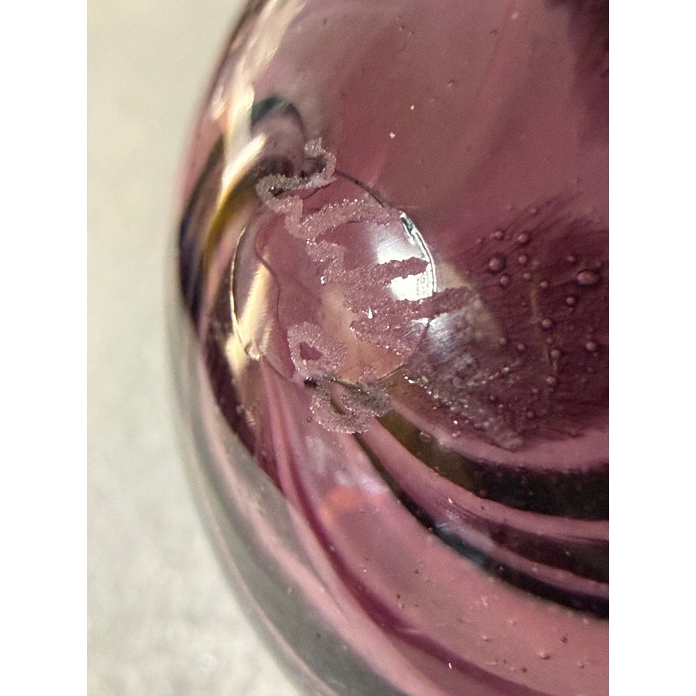 Signed Artist Handmade Art Glass Marble Pink Purple Black Swirl Dated 2003 1.73" - Picture 14 of 14